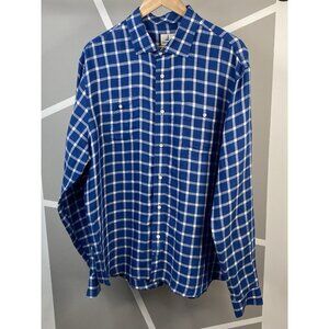 Johnnie O Linen Button Down Shirt Men’s XL Blue Wake Check Plaid JMWL4890